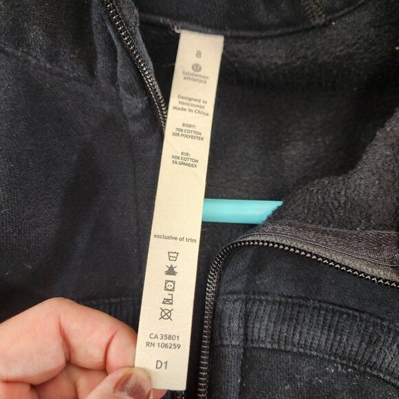 Lululemon Vintage Scuba Hoodie Black Size 8 w/ Thumbholes - Picture 6 of 8